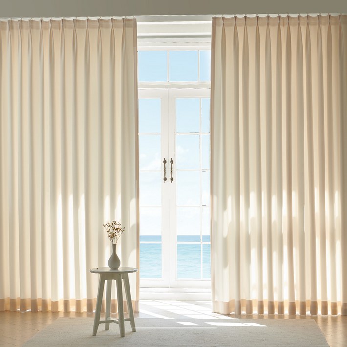 홈인홈 이지워시 높이조절 뉴린넨 사계절 암막 나비주름 커튼 2p 세트