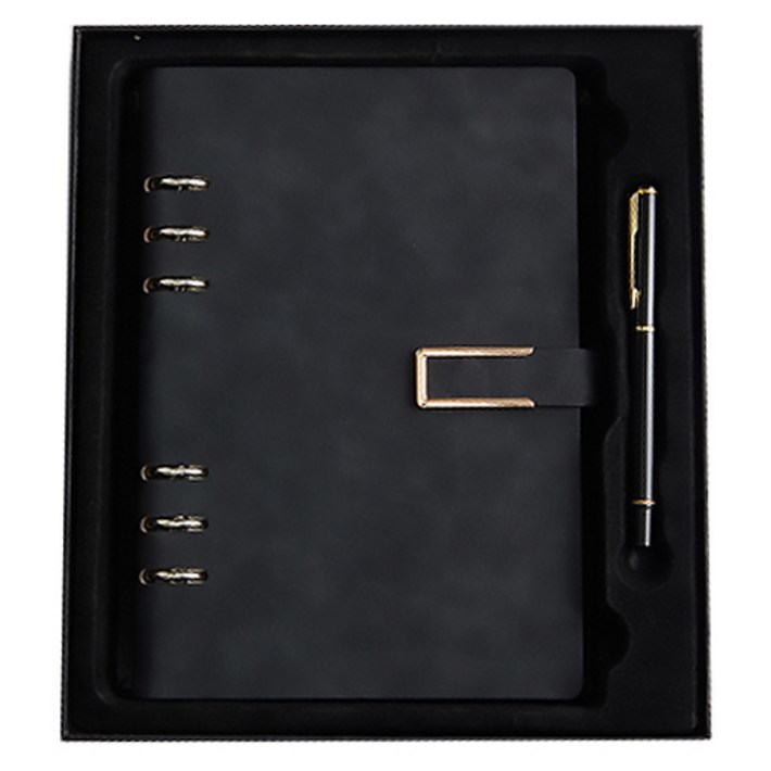 블랙스완 비즈니스 루스 노트 선물세트, 사각버튼 블랙, 1세트