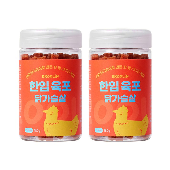 드룰린 강아지 한입육포, 닭고기맛, 180g, 2개 드룰린 강아지 한입육포, 닭고기맛, 180g, 2개