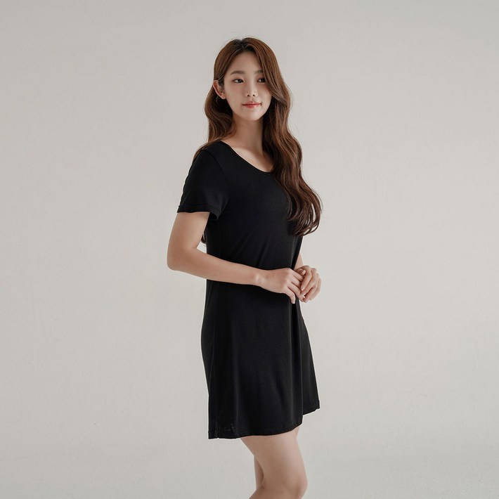 젬블링 여성용 면 모달 미니 반팔 원피스 젬블링 여성용 면 모달 미니 반팔 원피스