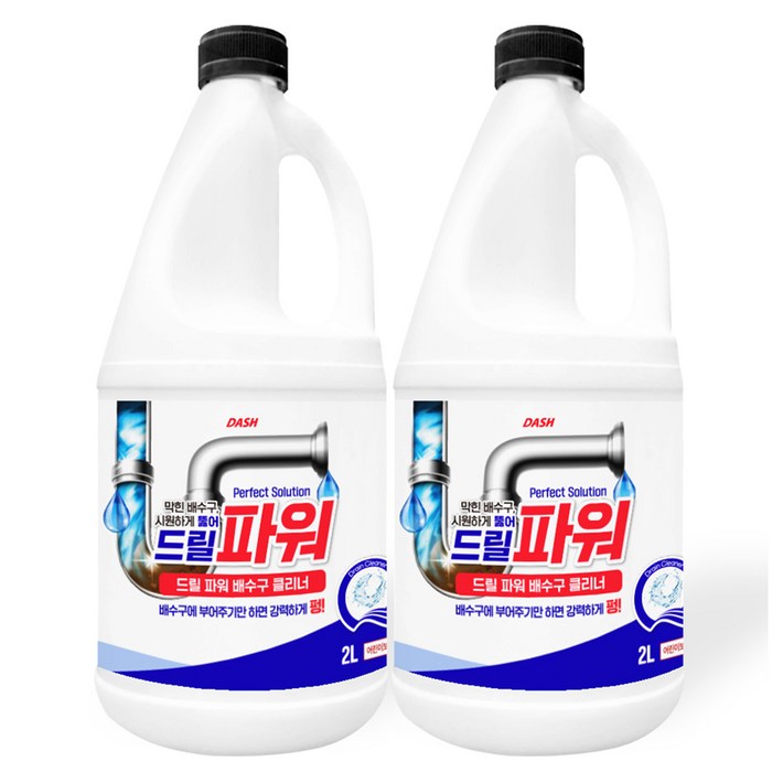 DASH 드릴 파워 배수구 클리너, 2L, 2개 DASH 드릴 파워 배수구 클리너, 2L, 2개