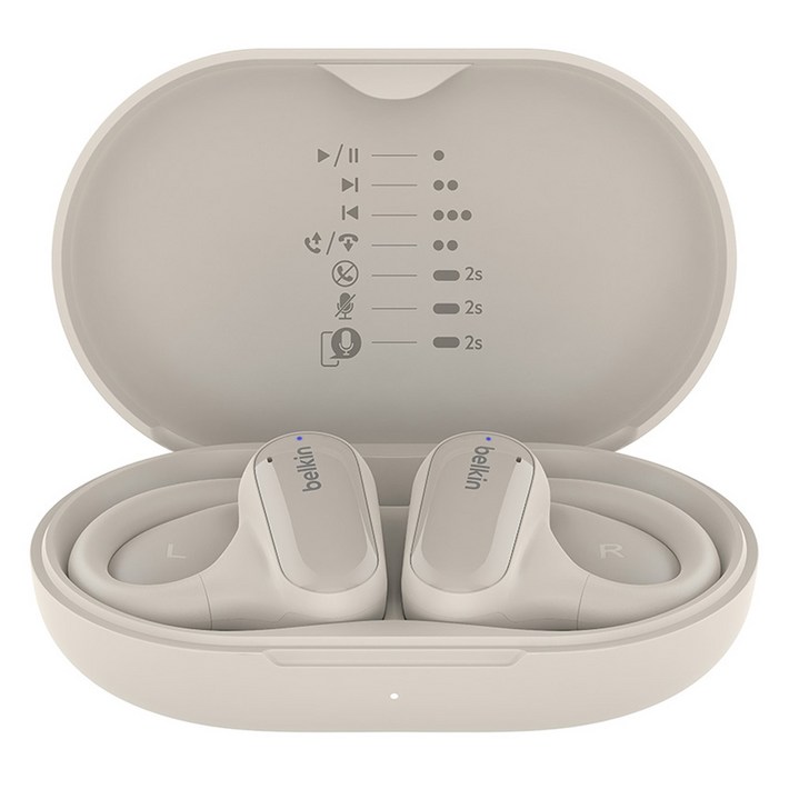 벨킨 사운드폼 클리어핏 오픈형 스포츠 이어후크 초경량 무선 이어폰, 샌드, AUC013btSA
