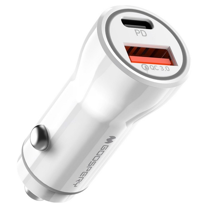 구스페리 PPS PD 38W 2포트 차량용 시거잭 고속 c타입 usb타입 충전기, 단일상품, 화이트