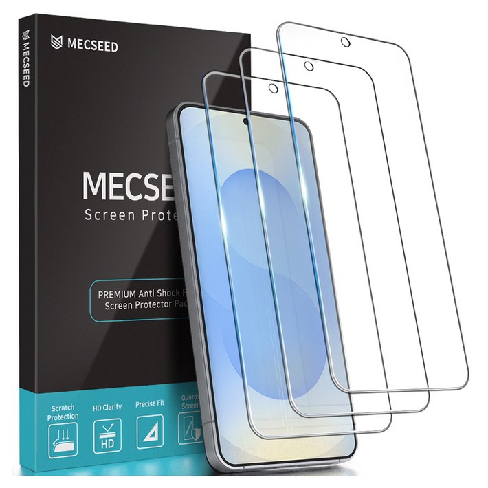 MECSEED 6DNF 풀커버 자가복원 하이브리드 유리하드코팅 강화 휴대폰 액정보호필름 3p 세트, 1세트