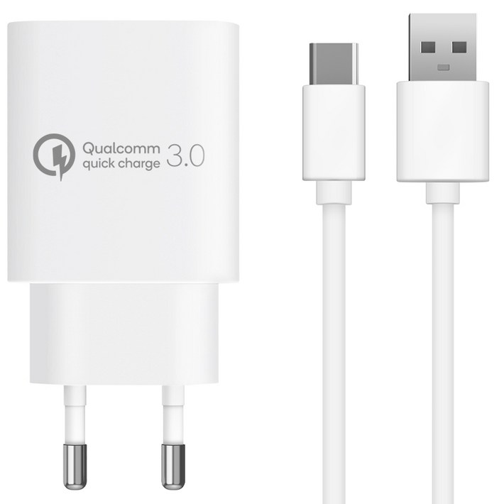 홈플래닛 퀄컴 공식인증 QC 3.0 18W 고속충전기 C타입 케이블 1.2m 세트, 화이트, 1세트 홈플래닛 퀄컴 공식인증 QC 3.0 18W 고속충전기 C타입 케이블 1.2m 세트, 화이트, 1세트