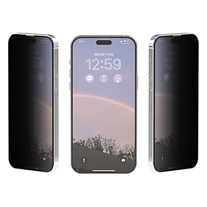 로랜텍 부착가이드 강화유리 사생활 프라이버시 휴대폰 액정보호필름 외부 2p 세트, 1세트