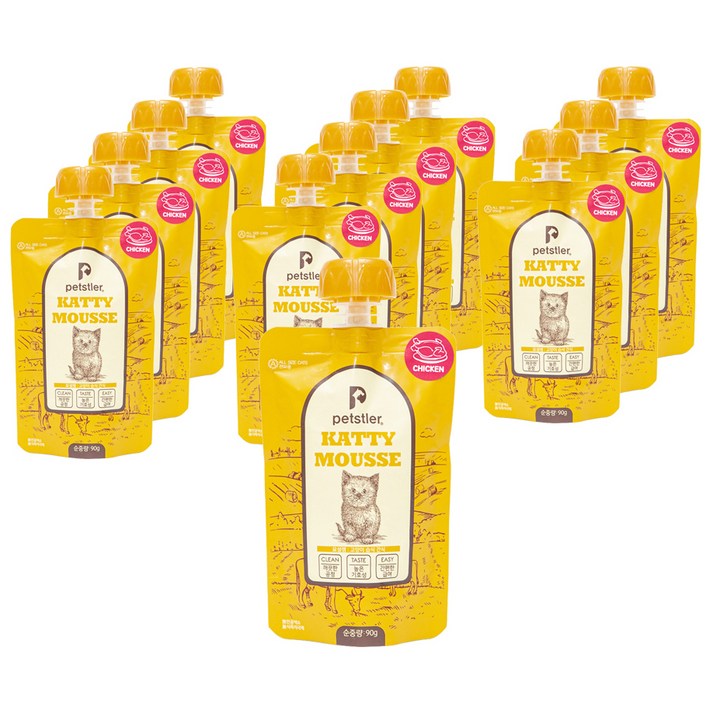 페슬러 묘설렘 츄르 고양이 파우치, 치킨, 90g, 12개