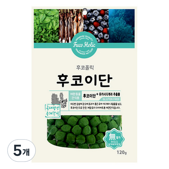 후코홀릭 강아지 수제간식 120g, 후코이단, 5개