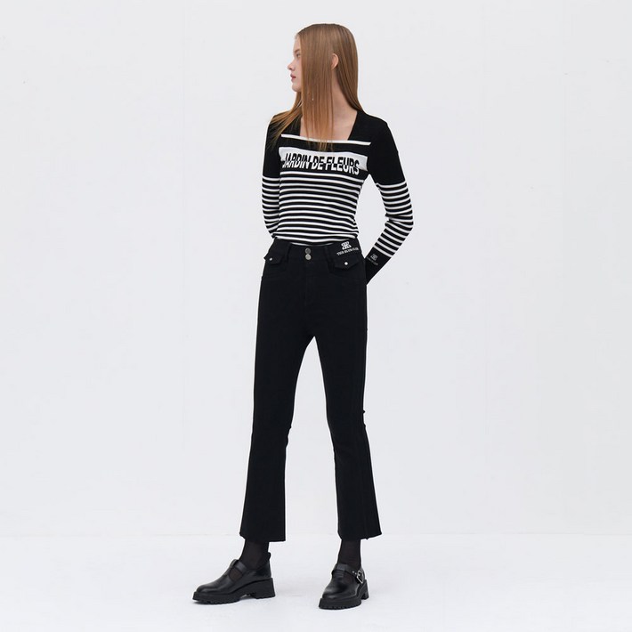 에고이스트 여성용 엠브로이더리 스판 부츠컷 팬츠 ER2BO415