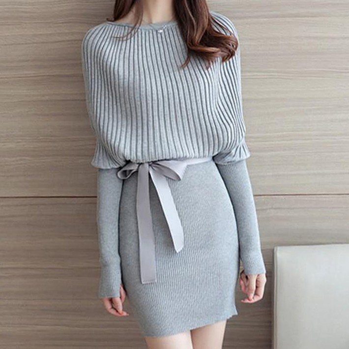 구디프 여성용 리본타이 H라인 케이프 원피스