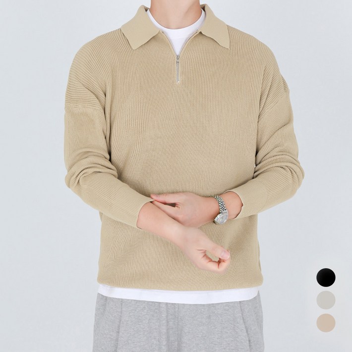 남성용 인피어스 애셔 캐주얼 반집업 니트 T25SS1DM043