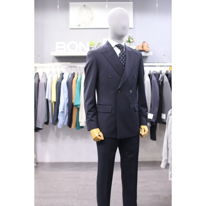BON 더블 정장 BN4SJ001NY 네이비 솔리드 슬림 스판 더블정장