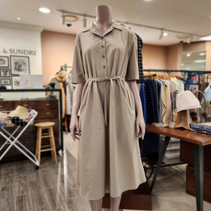 BCBG [올앤선드리] 엘 서커 OP 원피스 _ A4F7O608    72   [M/BEIGE]