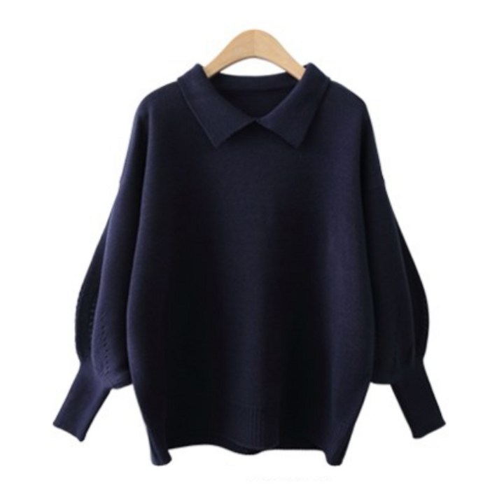 제니트 가을 봄 신상 여성 루즈핏 퍼프소매 카라 니트 여성니트 봄니트