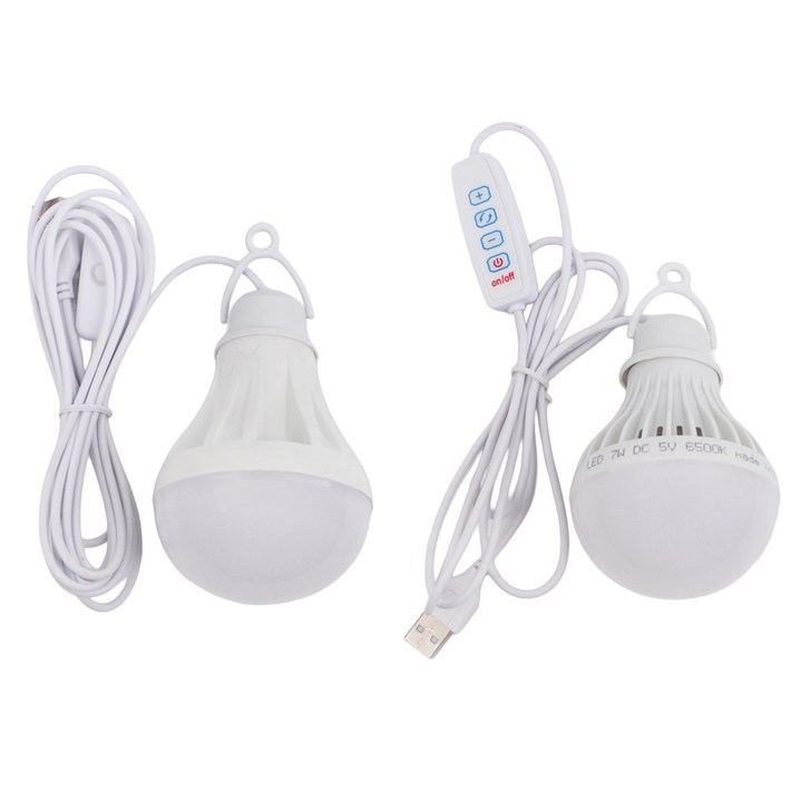 투데이리빙 2개 세트 USB 휴대용 LED 조명 램프 전구 스위치형 밝기 조절 조명등 구 무드등 USB 충전식 유선 전등 다용도 수면등 실내 취짐등