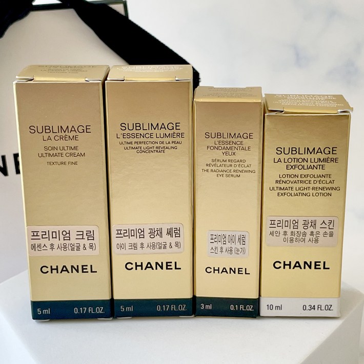 국내백화점 샤넬 수블리마지 광채라인 샘플 4종세트 스킨, 아이세럼, 세럼, 크림