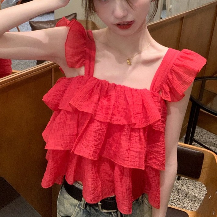 야오야오 캉캉 프릴 나시 블라우스