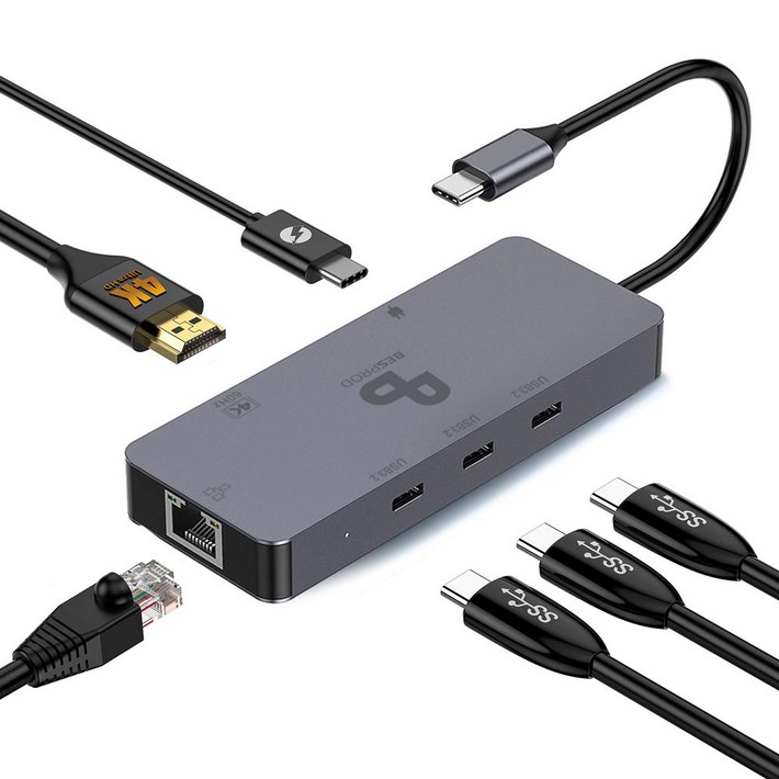 베스프로드 USB 허브 3.0 3.2 C타입 허브 맥북 노트북 멀티 허브 6in1 4K, 1개