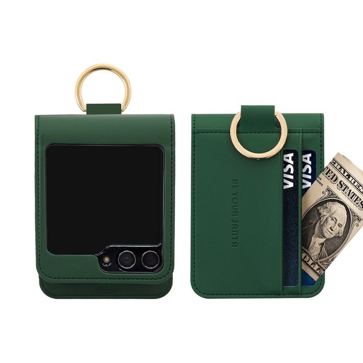 비유어산타 갤럭시 Z플립6 케이스 링 지갑 이태리원단 힌지보호 카드 수납 밀라노, 센스