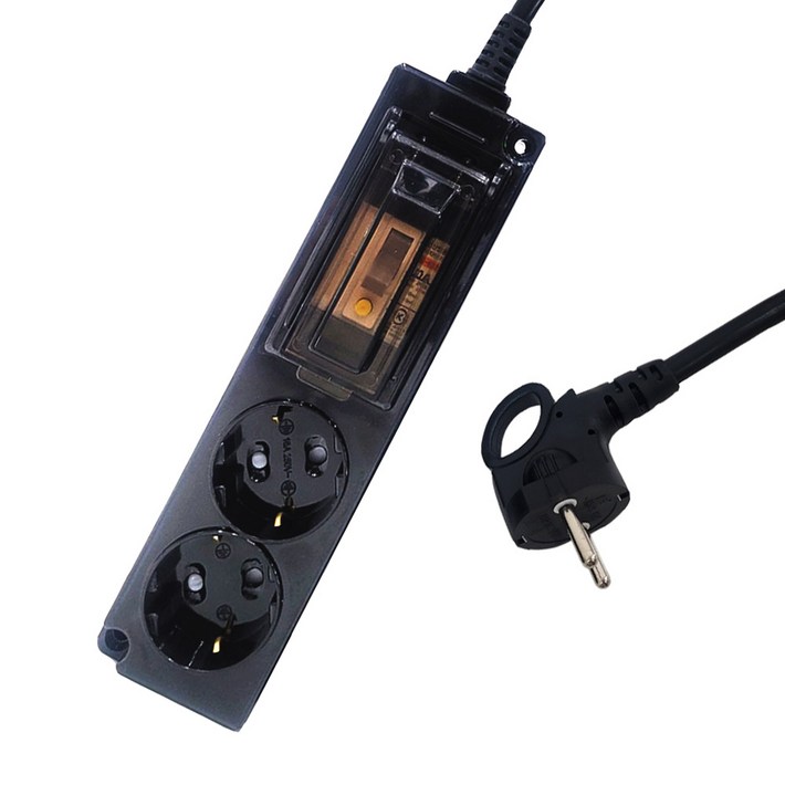 원스탑 4000w 블랙 고용량 누전차단기 파워 멀티탭 2구, 1.5m, 1개