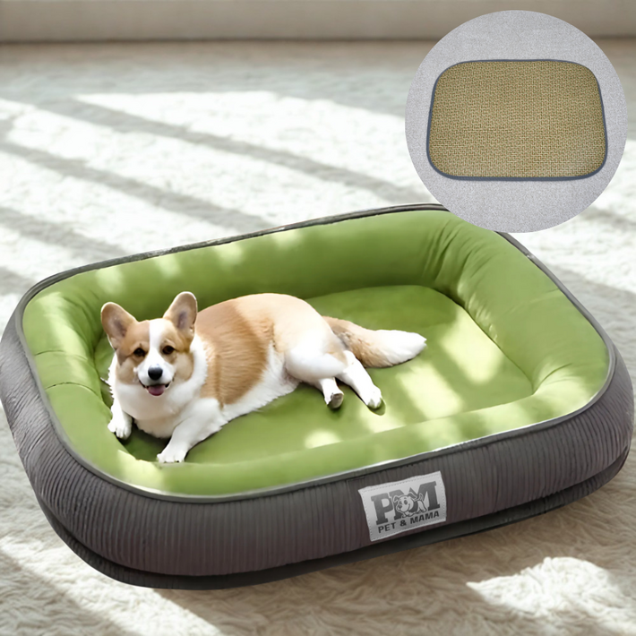 홀릭하임 강아지 분리세탁 사계절 꿀잠 마약방석 M2XL, 1개, 그린