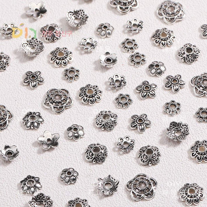DIY 액세서리 앤티크 실버 아일렛 펀칭 플라워 캡 비드 비즈 비즈 브릿지 팔찌