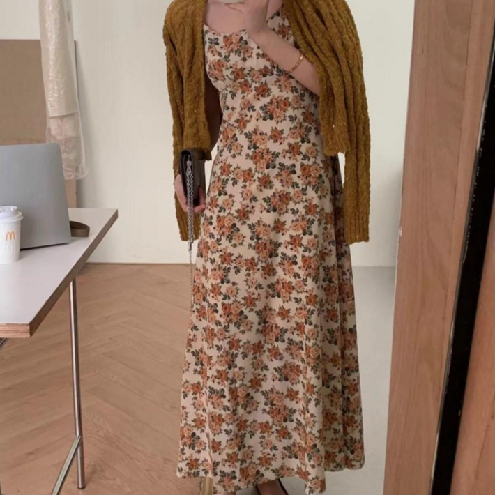 자체제작여성 데일리 앤틱 로즈 나시 원피스