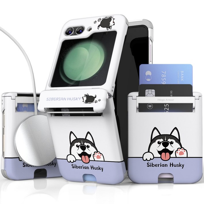 이디즌 갤럭시 Z플립 5  Z플립 6 플립 7 케이스 컬러 빼꼼퍼피 귀여운 디자인 슬림 카드 2장 수납 힌지보호 충격방지 지플립 5 6 7