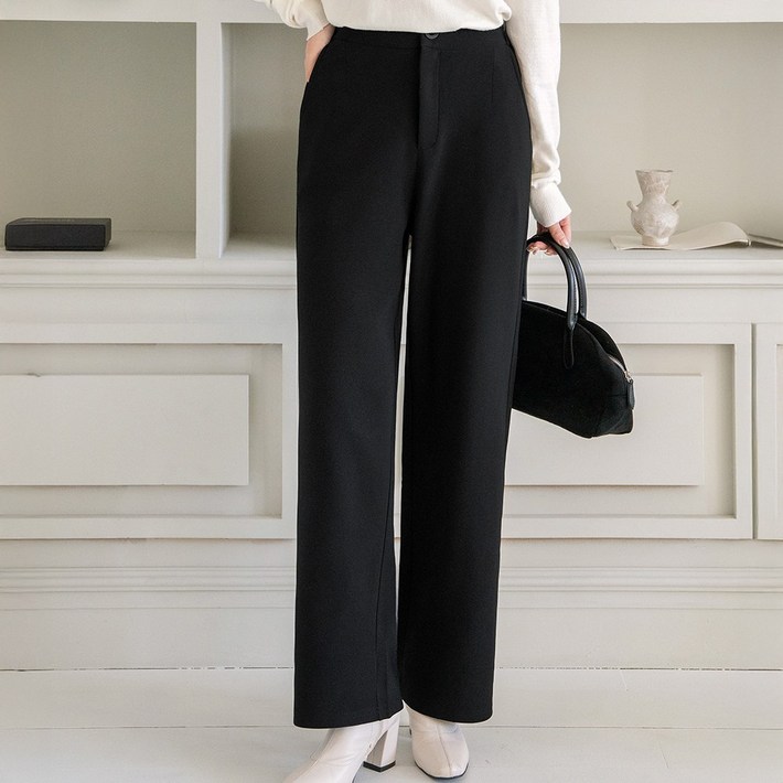 코코라벨라 여성 일자 뒷밴딩 스판 와이드 슬랙스 바지 팬츠