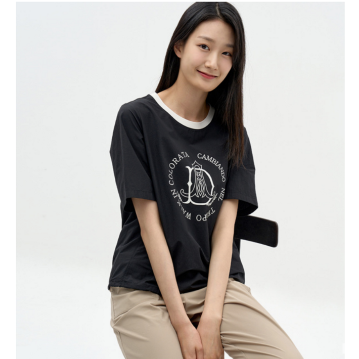 지센창원여성 모노톤 배색 반팔 티셔츠 2색 LCTSN527 지센창원여성 모노톤 배색 반팔 티셔츠 2색 LCTSN527