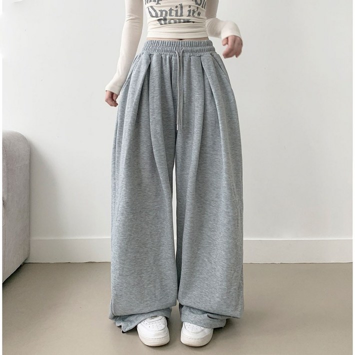 부기샵 보테 포턱 트레이닝 밴딩 밑단 스트링 와이드팬츠