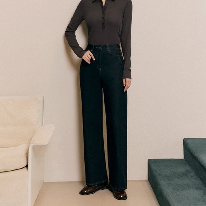 더엣지 79900원 와이드 스판 데님 팬츠 다크인디고 WYDP6G02991660