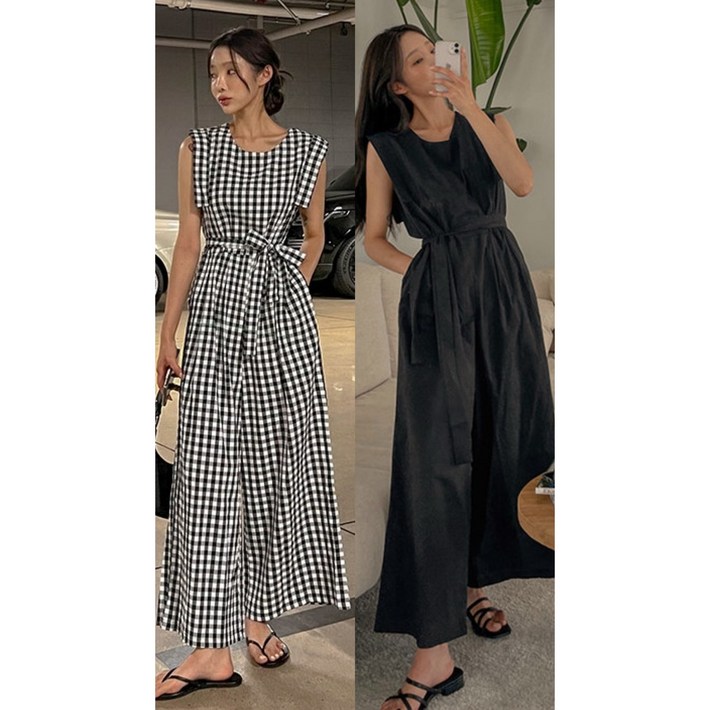 민소매점프수트여성체크점프수트쿠팡최저가