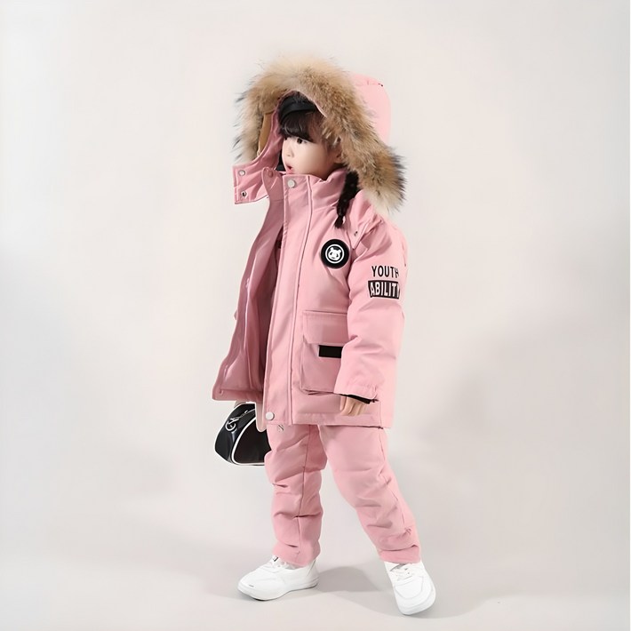 여아 남아 아기 스키장 슈트 오리털 점퍼 썰매 스키복 세트 어린이 3color
