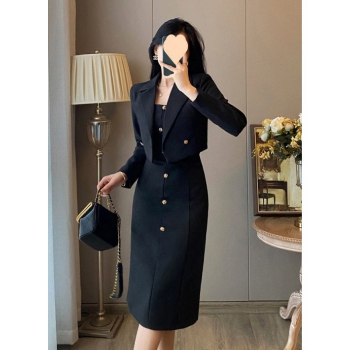 여성 투피스 세트 하객룩 출근룩 크롭 자켓 스커트 정장 셋업