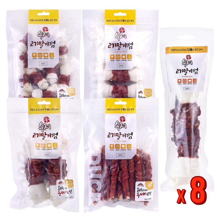 펫스토리 수제 고기말이껌 오리 5종x8팩 강아지 간식, 고기말이껌 오리껌 4.5인치5개입 8팩 펫스토리 수제 고기말이껌 오리 5종x8팩 강아지 간식, 고기말이껌 오리껌 4.5인치5개입 8팩