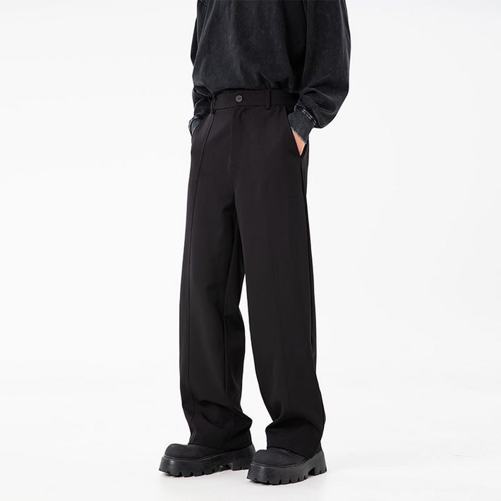 유루 남성용 허리밴딩 와이드 슬랙스 팬츠  L2309