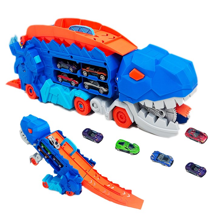 베비몽 우걱우걱 공룡 자동차 카캐리어 3in1 장난감 미니카 세트, 1개