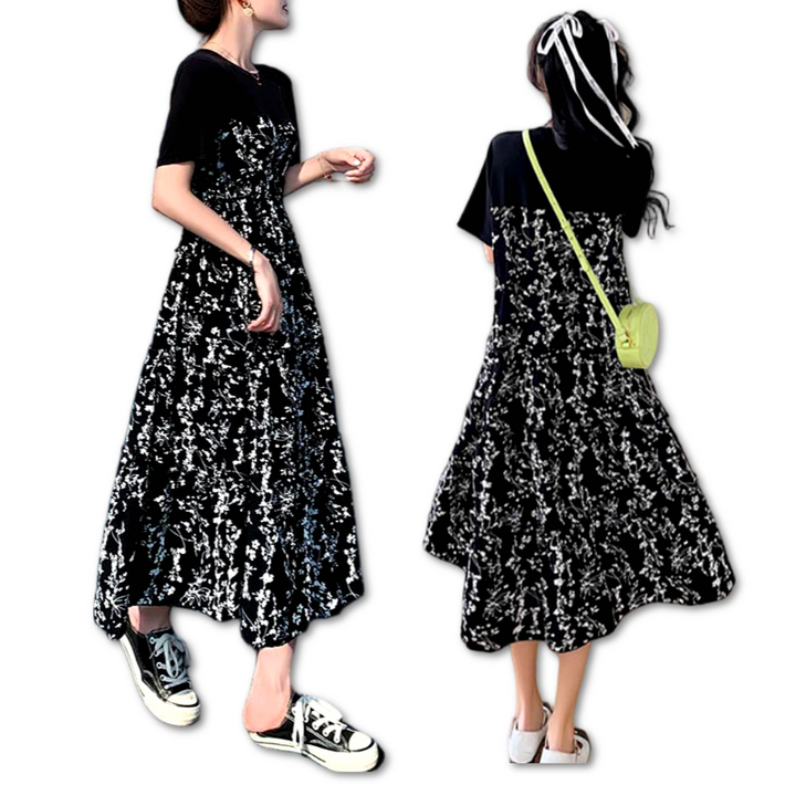 디아드 체형 커버 여리핏 플라워 롱 원피스