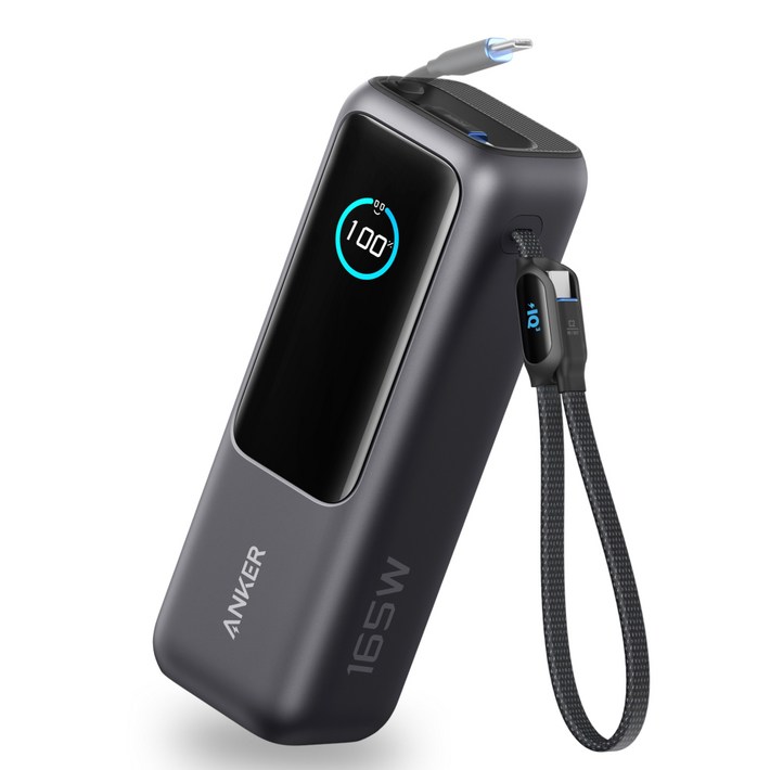 앤커 랩탑 파워뱅크25000mAh 165W 보조배터리 C타입 케이블 일체형, 블랙, A1695 앤커 랩탑 파워뱅크25000mAh 165W 보조배터리 C타입 케이블 일체형, 블랙, A1695