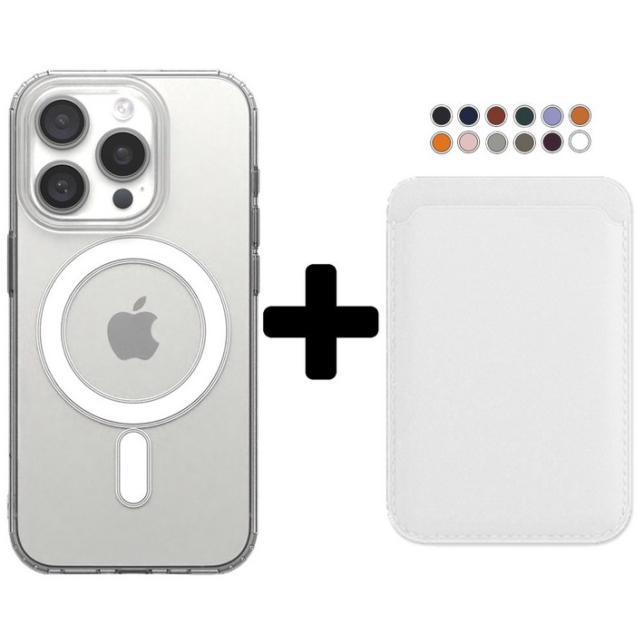 EVOL 강화자력 아이폰 맥세이프 케이스  가죽 카드지갑 세트