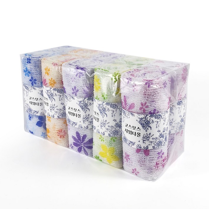 국내생산 까슬시원한 코스모스 샤워타올, 1세트, 10개입, 혼합색상