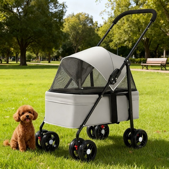 몽글펫 접이식 저상형 강아지 유모차 반려동물 개모차