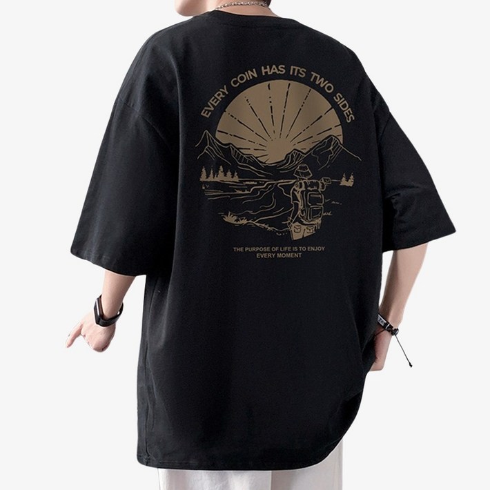 모던바이브 남자 오버핏 프린팅 반팔 티셔츠