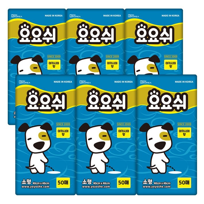 요요쉬 배변패드 소형 40X48cm 스카이 아카시아향 50매, 50개입, 6개 요요쉬 배변패드 소형 40X48cm 스카이 아카시아향 50매, 50개입, 6개