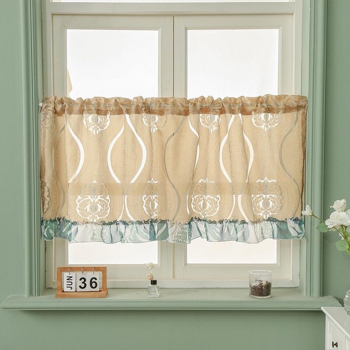 빈티지 커피 커튼 쉬폰파티션커튼