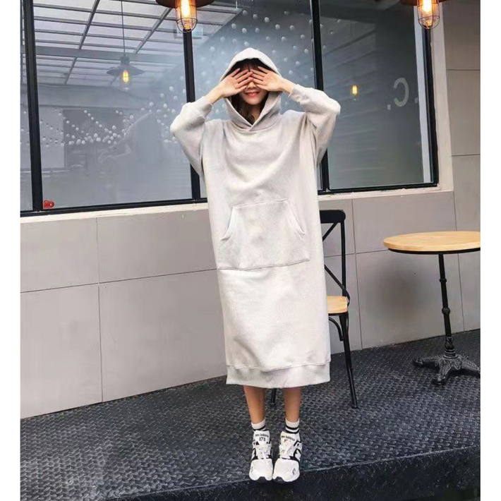 간절기 루즈핏 캐주얼 후드 기모 롱 원피스 여성 여자 긴팔 홈웨어 겨울 실내복 간절기 루즈핏 캐주얼 후드 기모 롱 원피스 여성 여자 긴팔 홈웨어 겨울 실내복