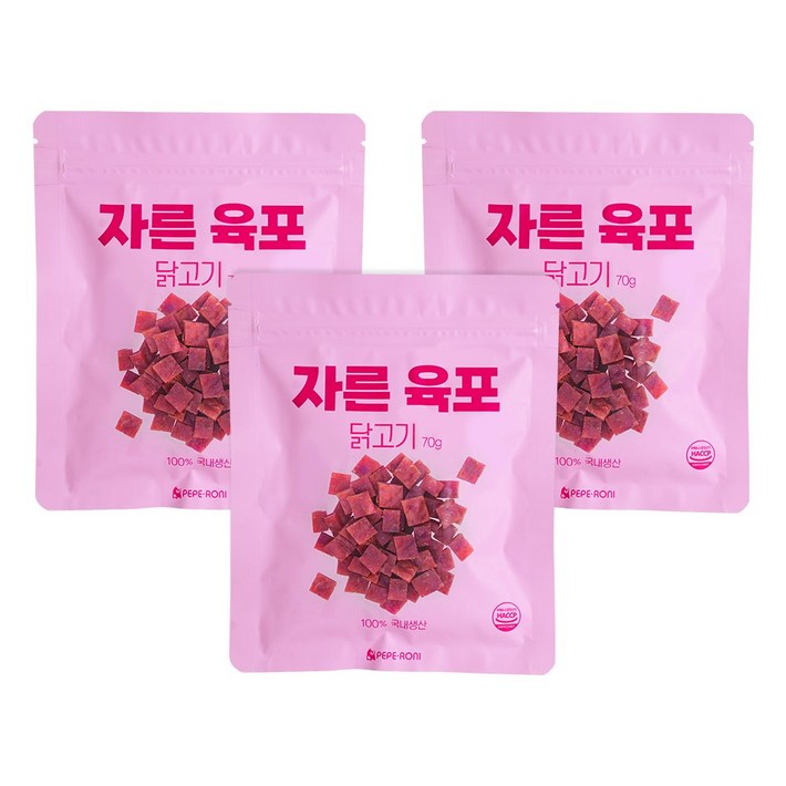 유통기한 24.10.29페페로니 자른육포 닭고기 70g 세트, 3개