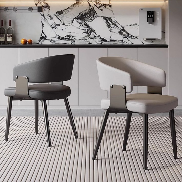 고급 식탁 의자, 인테리어 카페 의자 2개, 천연 가죽 등받이 의자 2p 의자