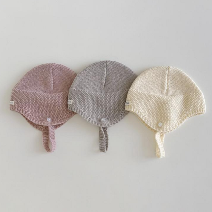 아기 모자 비니 니트 노즈 스트랩 보넷